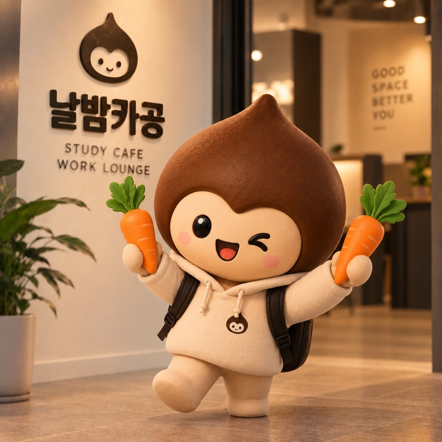 손을 흔들며 인사하는 날밤카공 마스코트